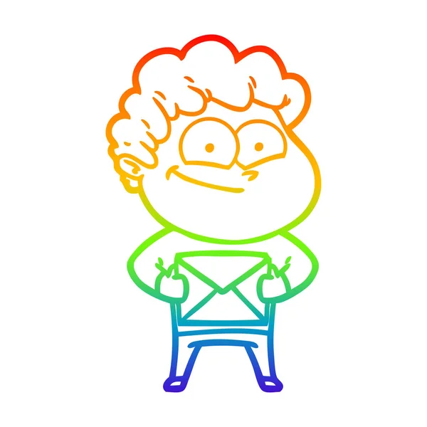 Arco-íris linha gradiente desenho cartoon homem feliz — Vetor de Stock