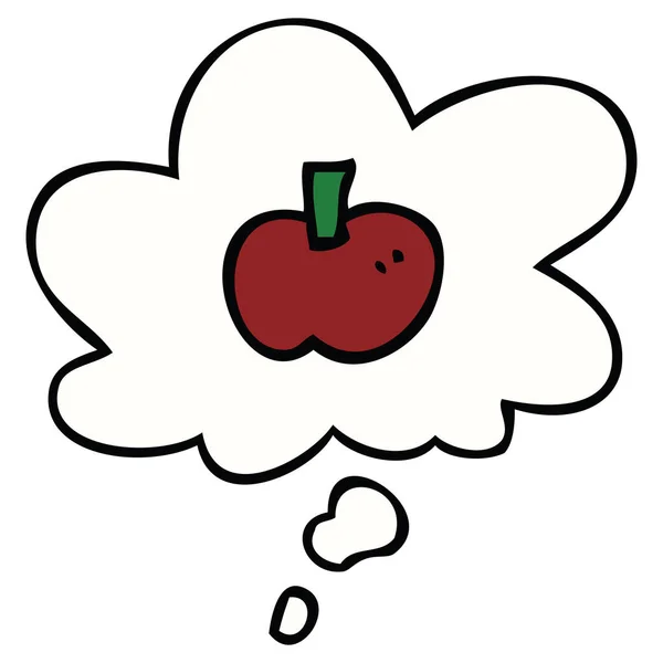 Символ яблока мультфильма и мыслепузырь — стоковый вектор
