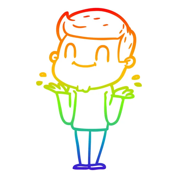 Arco iris gradiente línea dibujo dibujos animados hombre amigable — Vector de stock