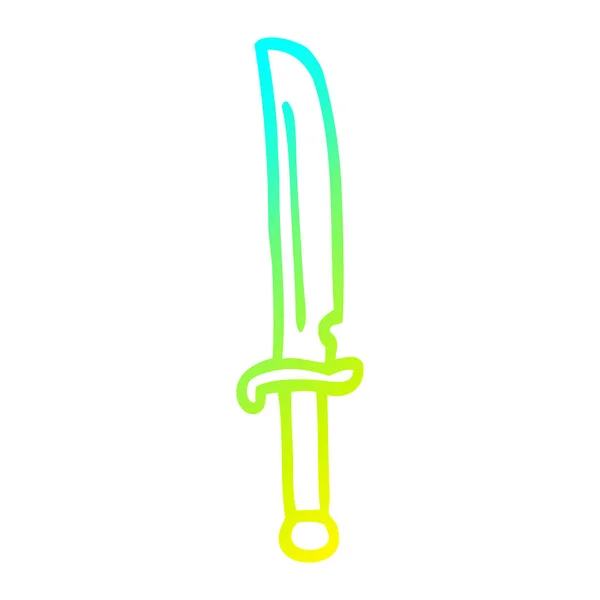 Kall gradient linje ritning tecknad kniv — Stock vektor