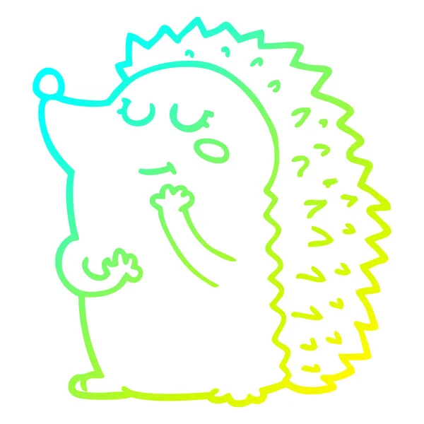 Cold gradient line drawing cute cartoon hedgehog — Stock Vector