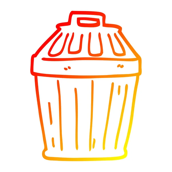 Linea gradiente caldo disegno cartone animato cestino dei rifiuti — Vettoriale Stock