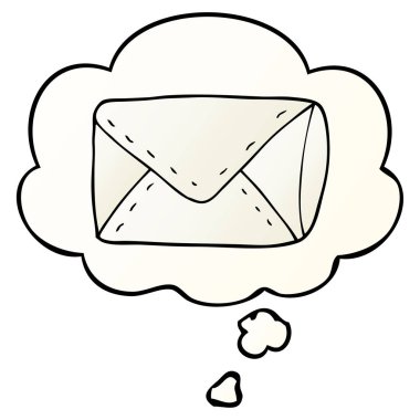 çizgi film zarfı ve pürüzsüz degrade tarzında düşünce balonu