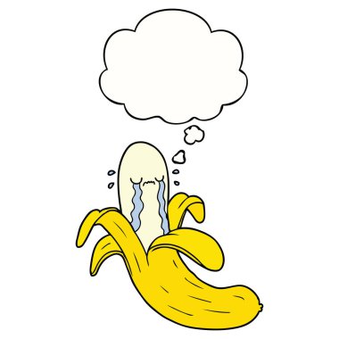 çizgi film ağlayan muz ve düşünce balonu