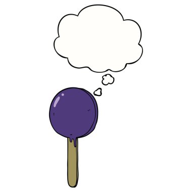 karikatür lolipop ve düşünce balonu
