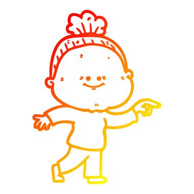 sıcak degrade çizgi çizim karikatür mutlu yaşlı kadın