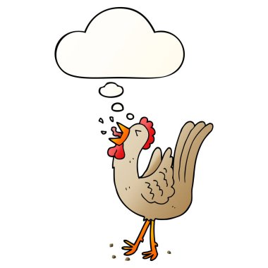 karikatür crowing cockerel ve pürüzsüz degrade s düşünce balonu