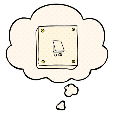 çizgi film ışık anahtarı ve çizgi roman tarzında düşünce balonu