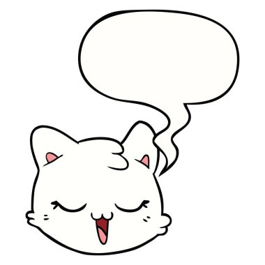 karikatür kedi yüz ve konuşma balonu