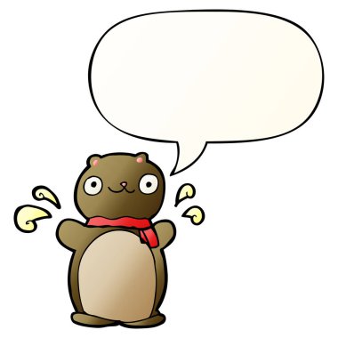 düzgün degrade st karikatür mutlu oyuncak ayı ve konuşma balonu