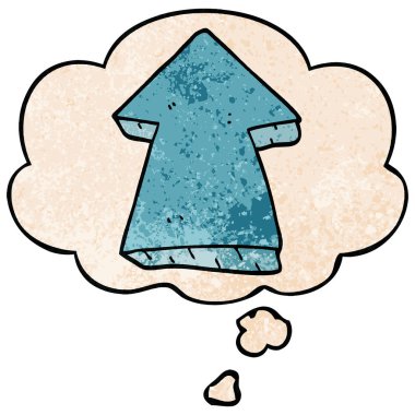 karikatür işaret ok ve grunge doku patt düşünce balonu