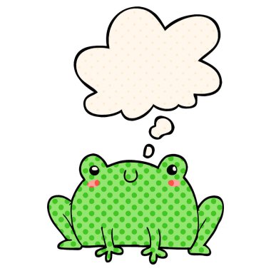 çizgi film kurbağa ve çizgi roman tarzında düşünce balonu