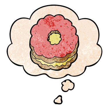 karikatür bisküvi ve grunge doku desen sty düşünce balonu