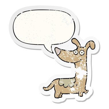karikatür köpek ve konuşma balonu sıkıntılı etiket