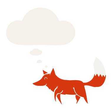 retro tarzında karikatür kurt ve düşünce balonu