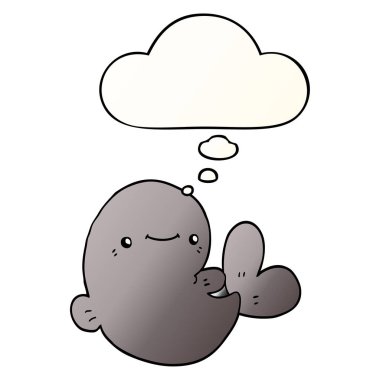 karikatür balina ve pürüzsüz degrade tarzında düşünce balonu