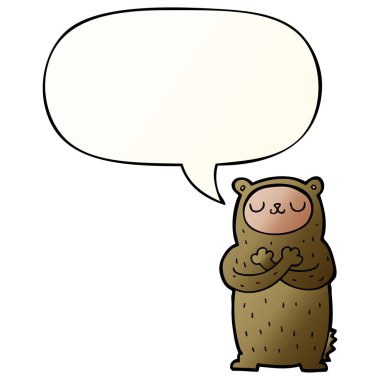 düzgün degrade tarzında karikatür ayı ve konuşma balonu