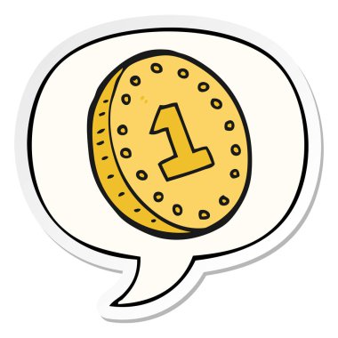 karikatür sikke ve konuşma balonu etiket