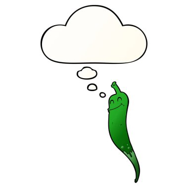 karikatür biber ve pürüzsüz degrade tarzında düşünce balonu