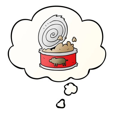 karikatür konserve gıda ve pürüzsüz degrade tarzında kabarcık düşünce