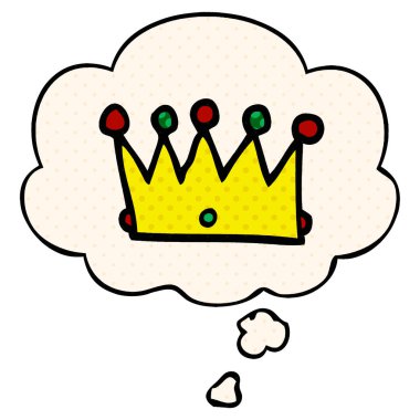 çizgi roman tarzında karikatür taç ve düşünce balonu