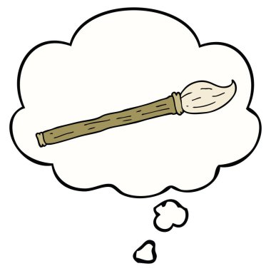 karikatür boya fırçası ve düşünce balonu