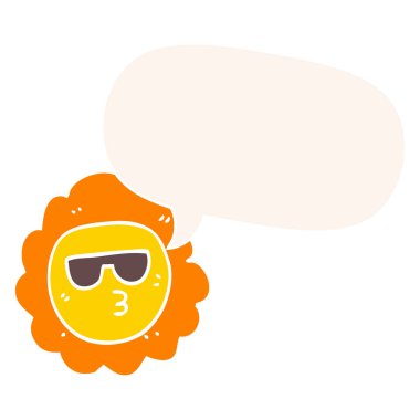 retro tarzıkarikatür ayçiçeği ve konuşma balonu