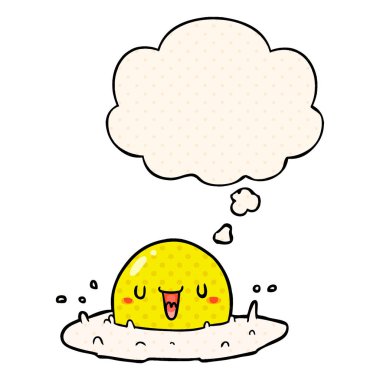 çizgi film kızarmış yumurta ve çizgi roman tarzında düşünce balonu