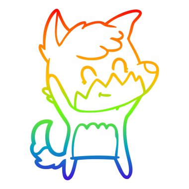 gökkuşağı degrade çizgi çizim karikatür dostu tilki