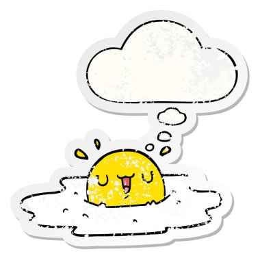 karikatür kızarmış yumurta ve sıkıntılı yıpranmış sticke olarak kabarcık düşündüm