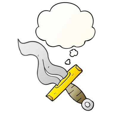 karikatür hançer ve pürüzsüz degrade tarzında düşünce balonu