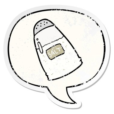 karikatür tuz shaker ve konuşma kabarcık sıkıntılı etiket