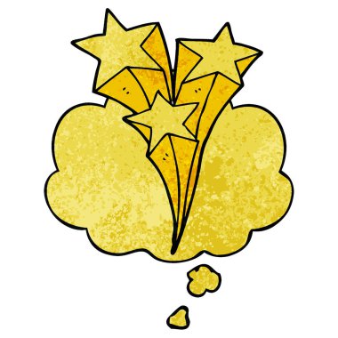 karikatür çekim yıldız ve grunge doku patt düşünce balonu