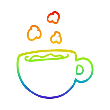 gökkuşağı gradyan çizgi çizim karikatür kahve fincanı