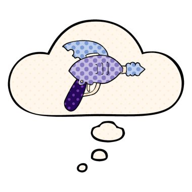 çizgi film ışın silah ve çizgi roman tarzında kabarcık düşünce