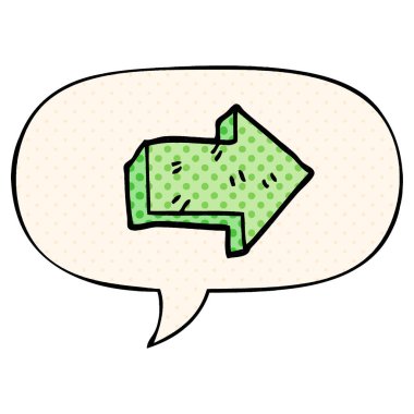 çizgi roman tarzında karikatür işaret ok ve konuşma balonu