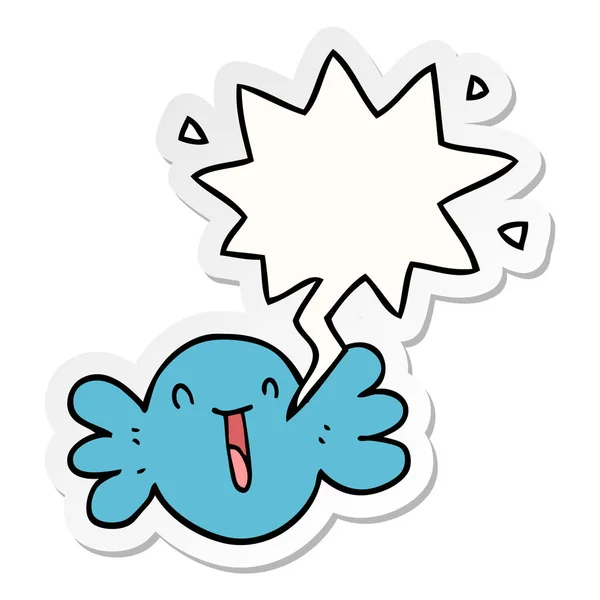 Cartoon gelukkig snoep en toespraak bubble sticker — Stockvector