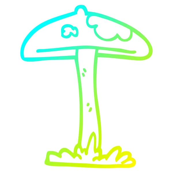 Cold gradient line drawing cartoon mushroom — Stock Vector