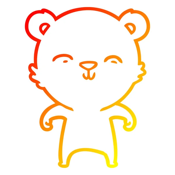 Varm gradient linje ritning Happy Cartoon Bear — Stock vektor