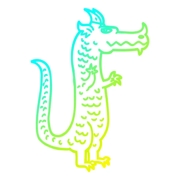 Kall gradient linje ritning tecknad magisk drake — Stock vektor