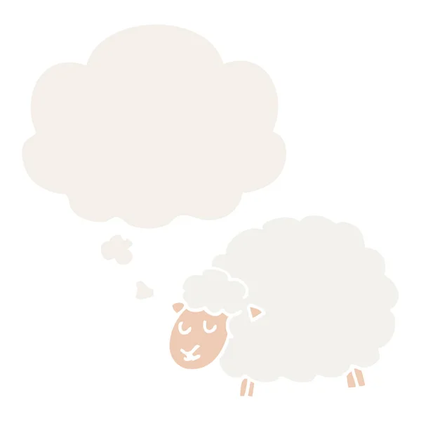 レトロなスタイルで漫画の羊と思考バブル — ストックベクタ