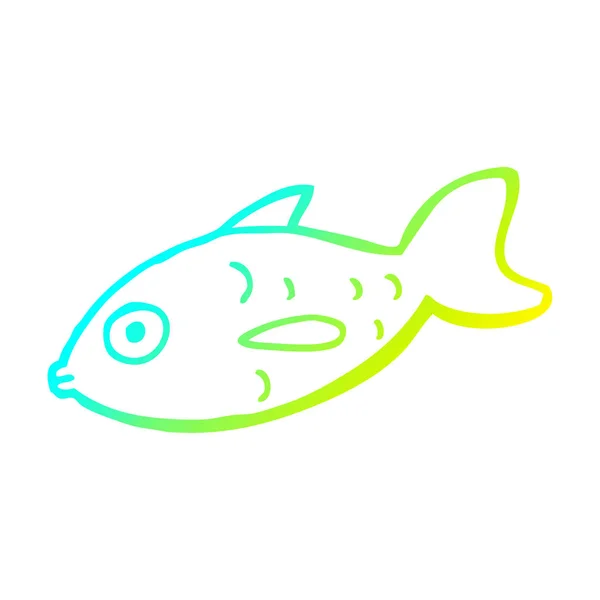 Línea de gradiente frío dibujo dibujos animados peces — Vector de stock