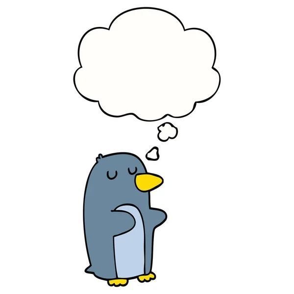 Tecknad pingvin och tankebubbla — Stock vektor