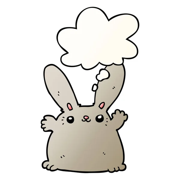 Dessin animé lapin et bulle de pensée en style dégradé lisse — Image vectorielle