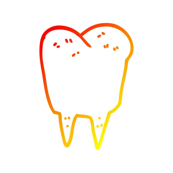 Linha gradiente quente desenho desenho dos desenhos animados dente — Vetor de Stock