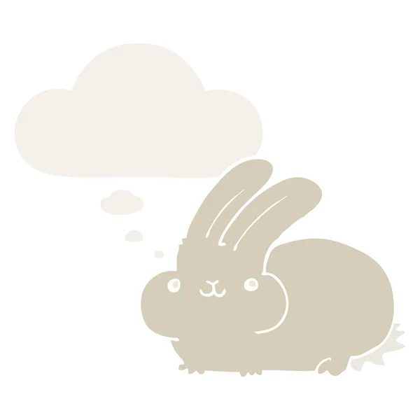 Мультяшный кролик и мыльный пузырь в стиле ретро — стоковый вектор