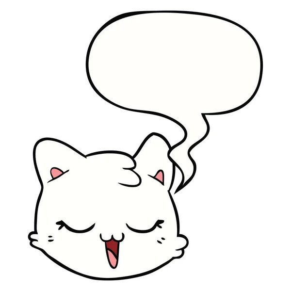 Cara de gato de dibujos animados y burbuja del habla — Vector de stock