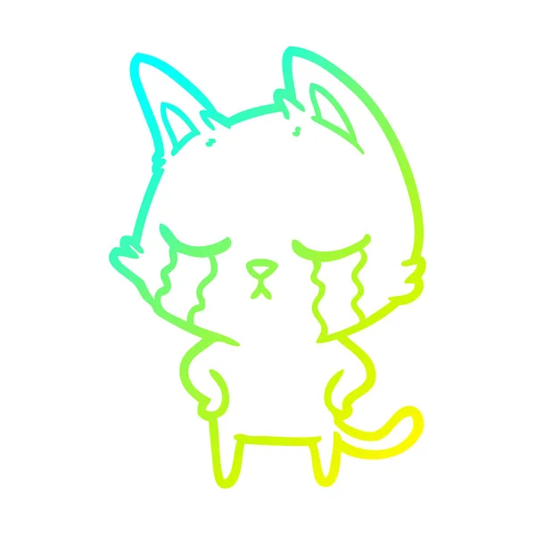 Soğuk degrade çizgi çizim ağlayan karikatür kedi — Stok Vektör
