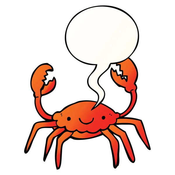 Crabe de bande dessinée et bulle d'expression dans le style de dégradé lisse — Image vectorielle