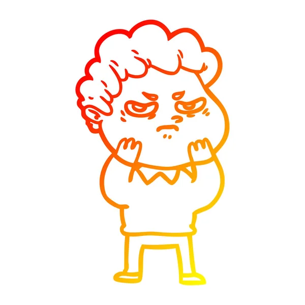 Sıcak degrade çizgi çizim karikatür kızgın adam — Stok Vektör